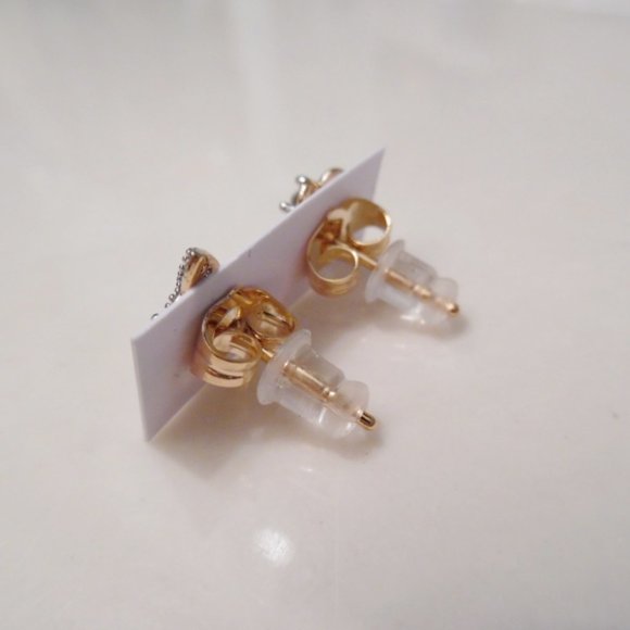 Cubic Zirconia Butterfly Wg/Yg Stud Earrings - Picture 4 of 4